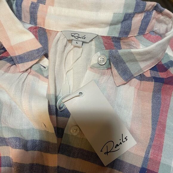 RAILS Natalie Linen Blend Plaid Shirt. - Picture 7 of 8